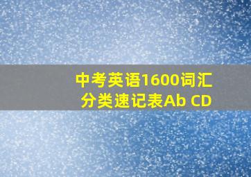 中考英语1600词汇分类速记表Ab CD